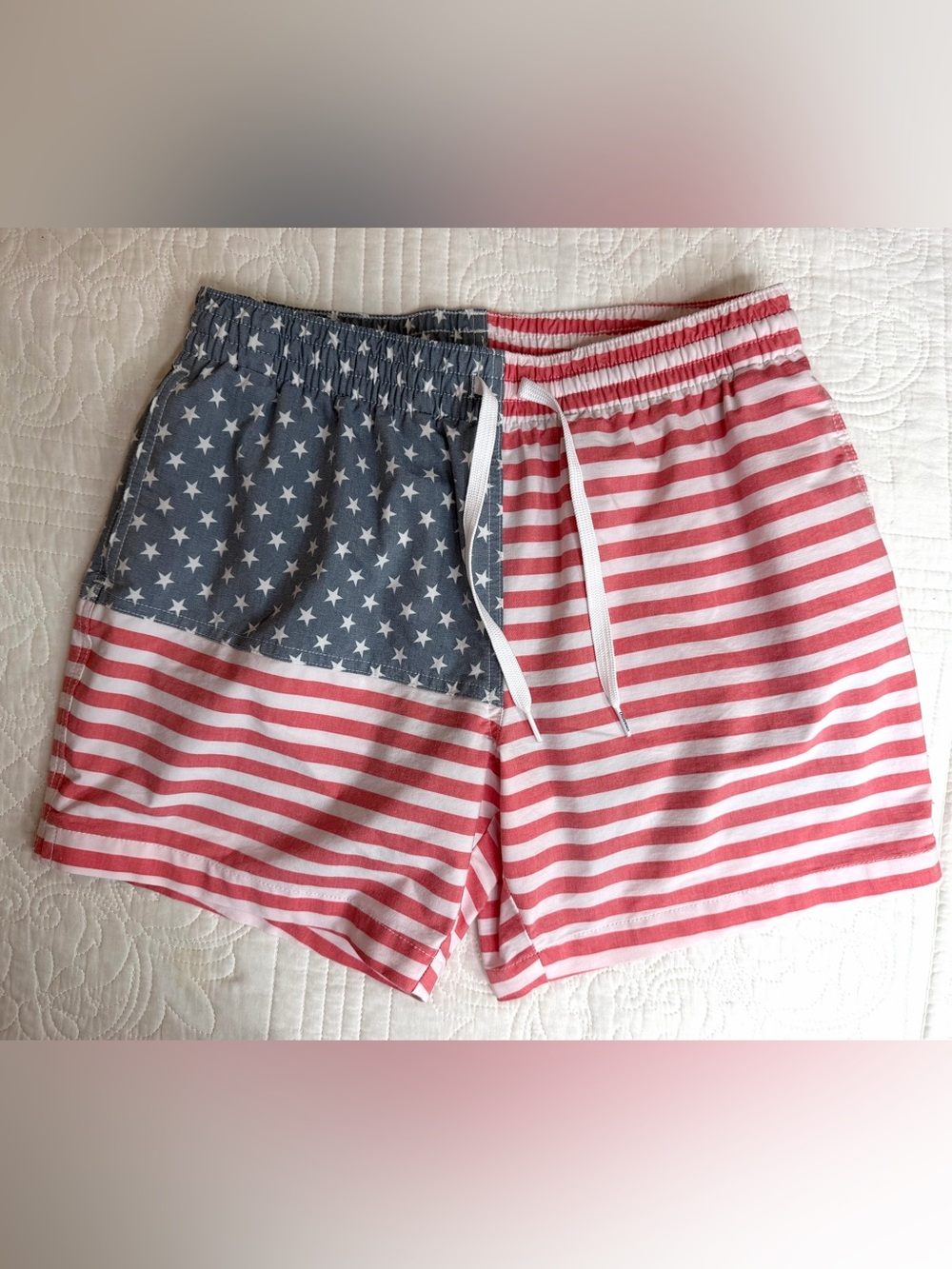 Chubbies Swim Trunks Men Small 5.5 Inch Blue Red Flag 4th July Brief Mesh Liner